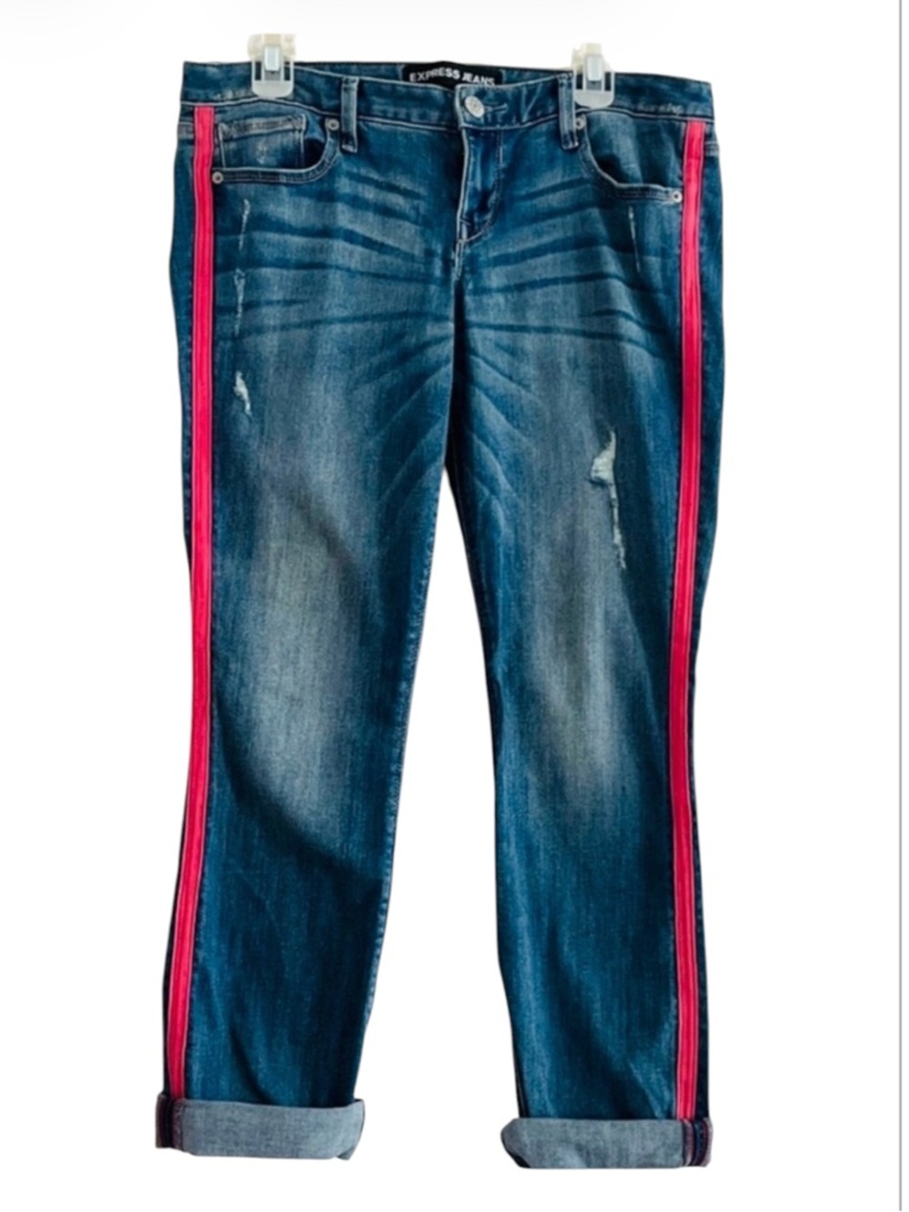 Express Stella Low Rise Ankle Legging Jeans Pink Side Stripe Denim 8R
